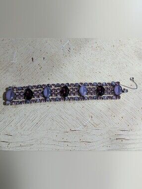 Vintage Purple Multi-Stone Statement Bracelet - Women Jewelry